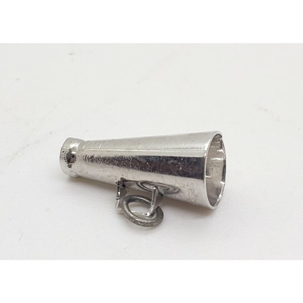 Vintage 925 Sterling Silver 3D Megaphone Cheerleader Charm Pendant Engravable